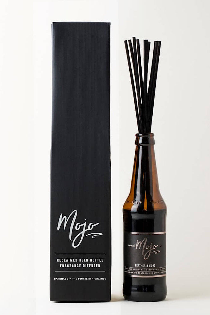 MOJO RECLAIMED BEER BOTTLE DIFFUSERS - LEATHER AND WOOD