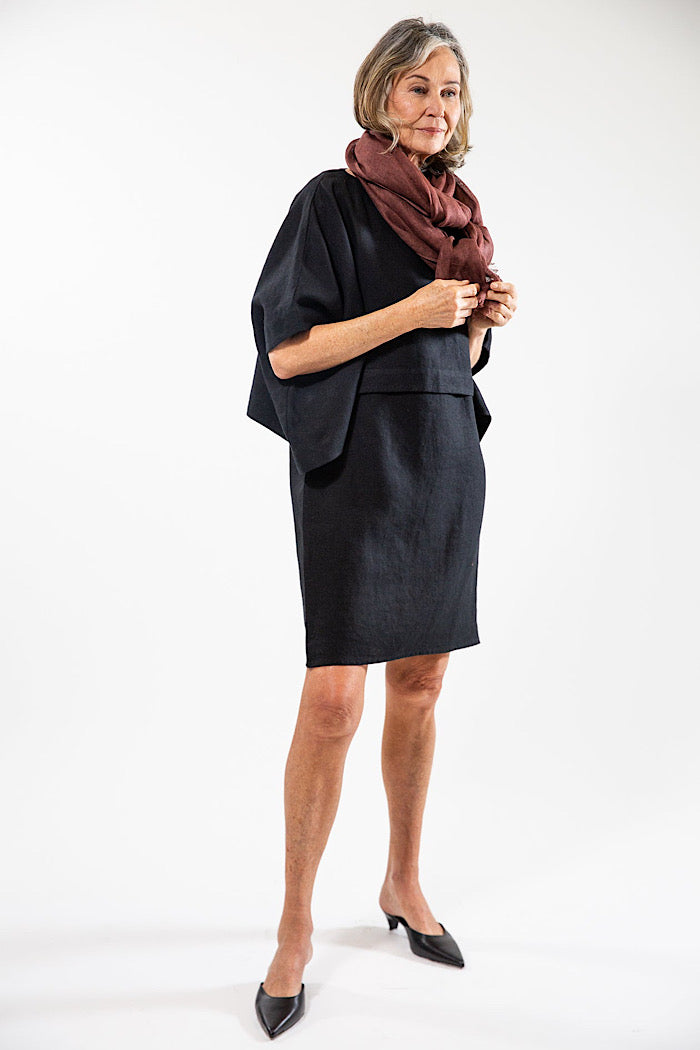 LINEN GAUZE SCARF - CHESTNUT