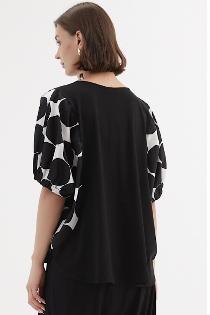 PUFF SLEEVE COMBI TEE - BLACK SPOT