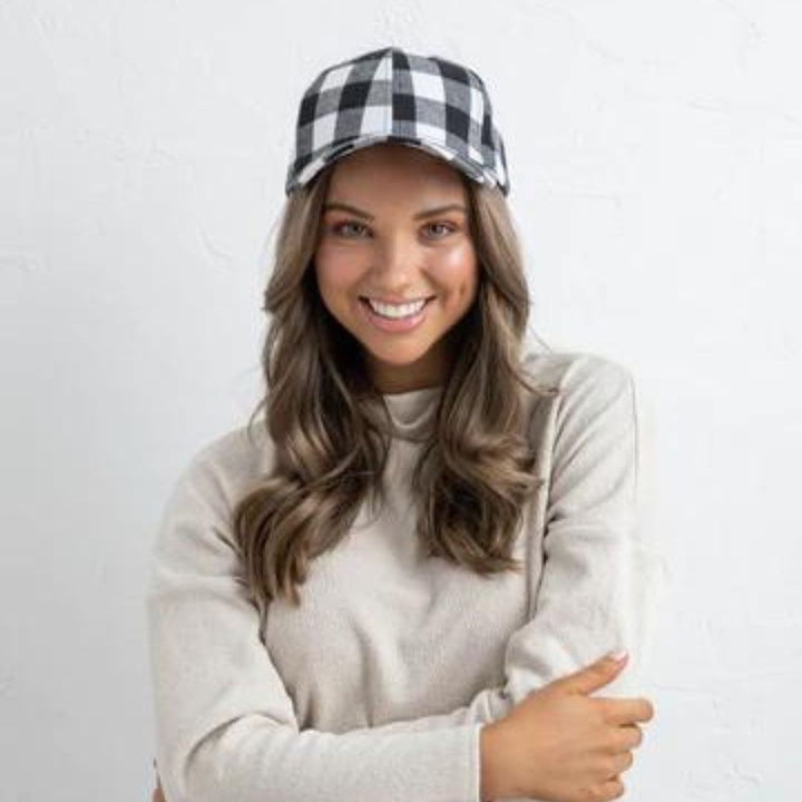 WINCHESTER CAP - BLACK + WHITE BUFFALO CHECK