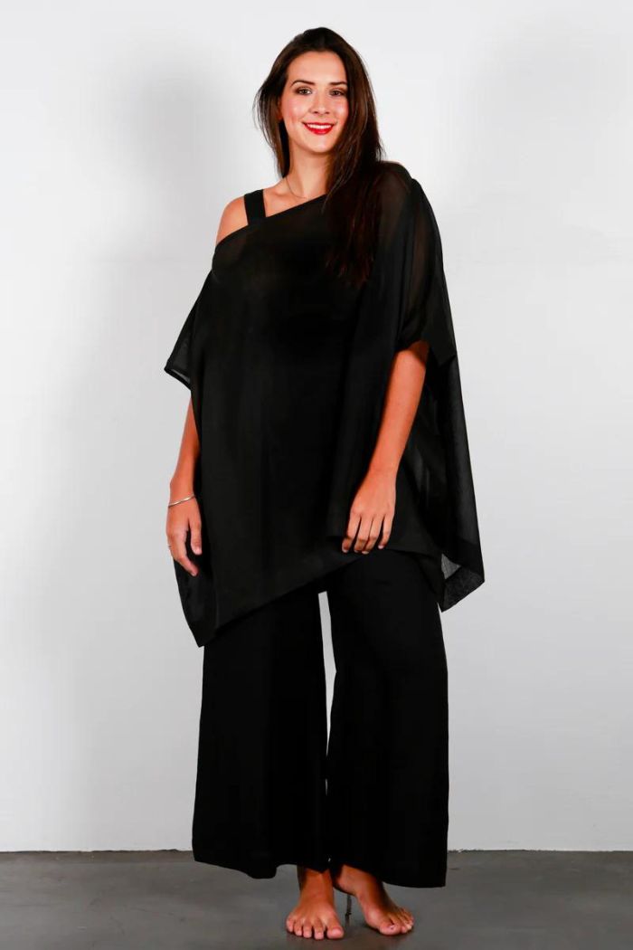 VENUS KAFTAN - BLACK RAMIE