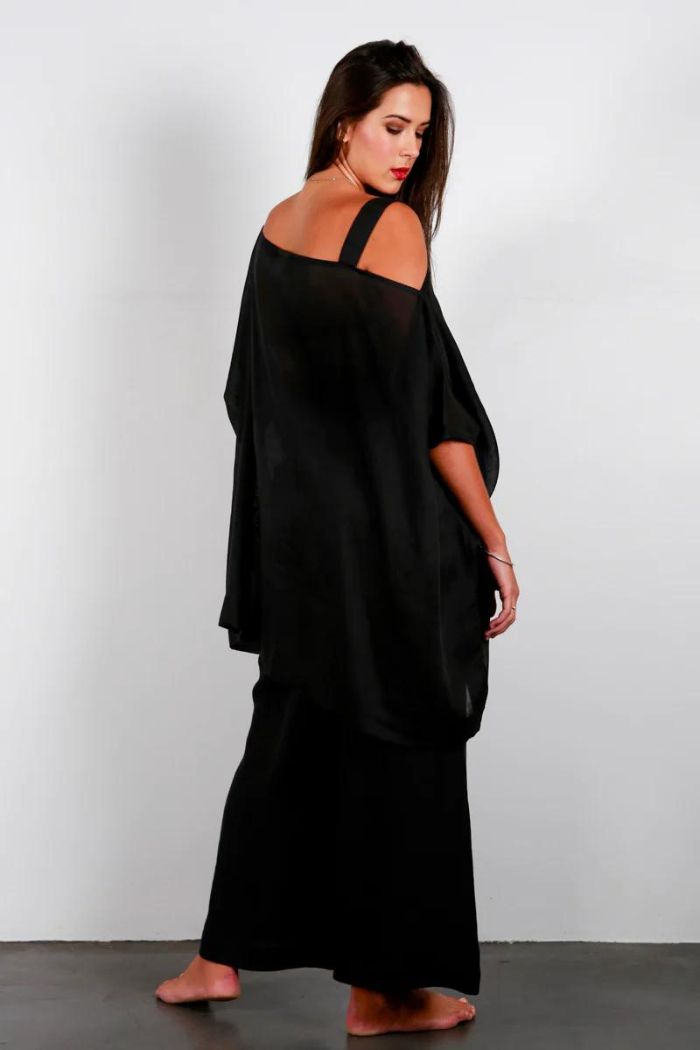 VENUS KAFTAN - BLACK RAMIE