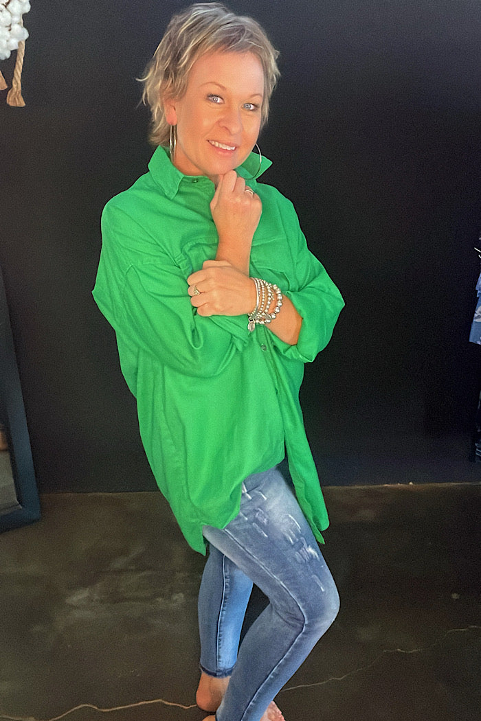 SUPERSIZED SHIRT - APPLE GREEN