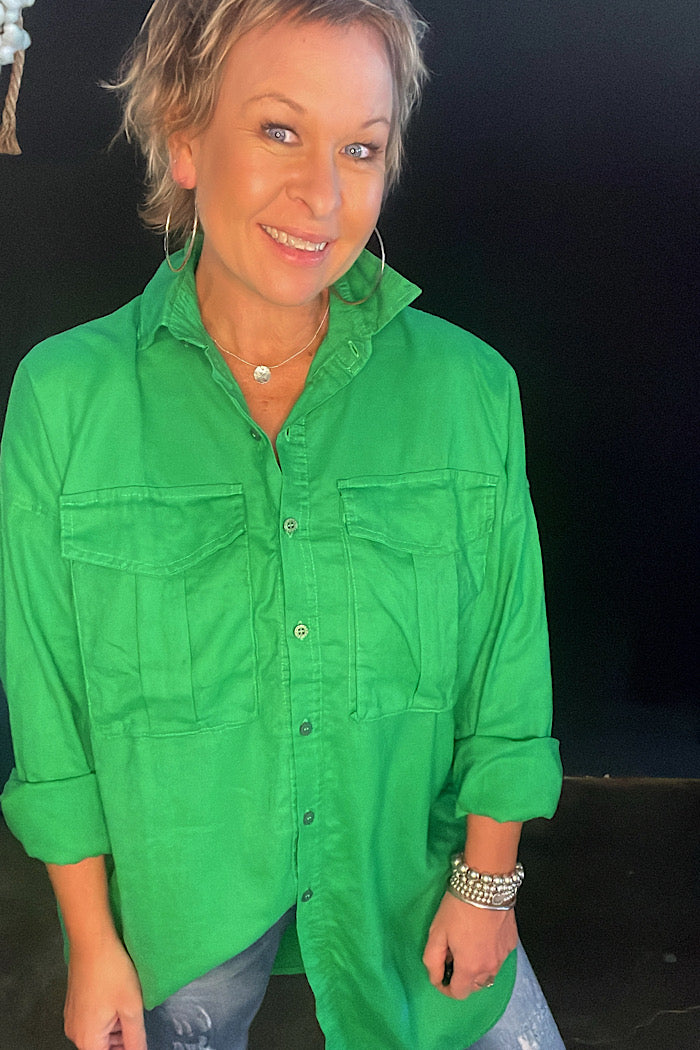 SUPERSIZED SHIRT - APPLE GREEN