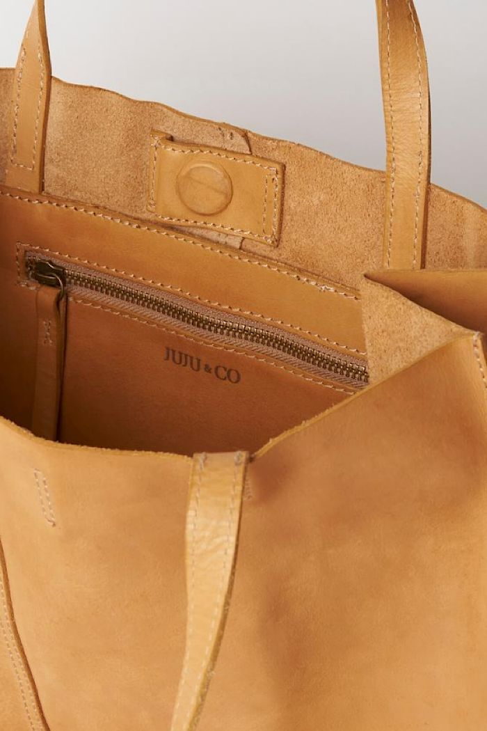 JUJU BABY UNLINED LEATHER TOTE - TAN