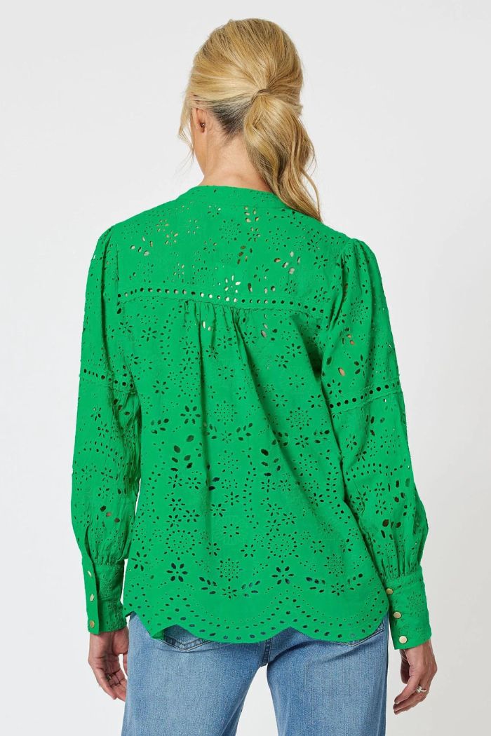 LIMANI BRODERIE SHIRT - EMERALD