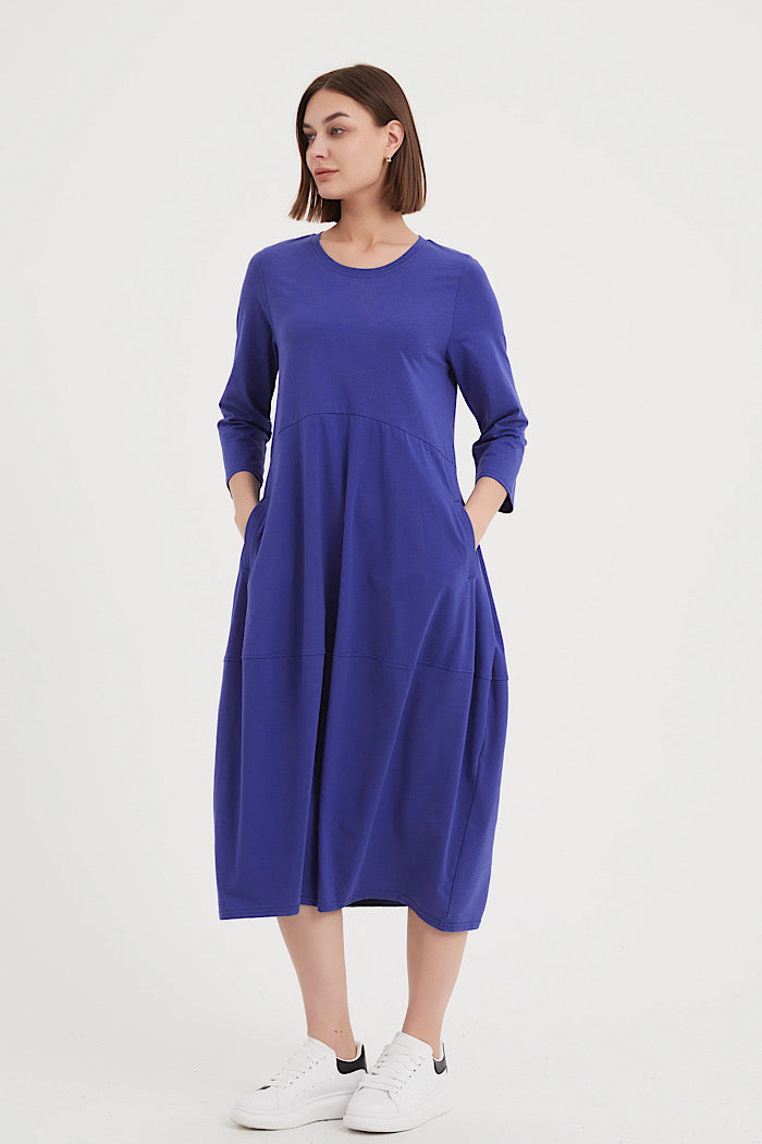 OVOID JERSEY DRESS - ELECTRIC BLUE