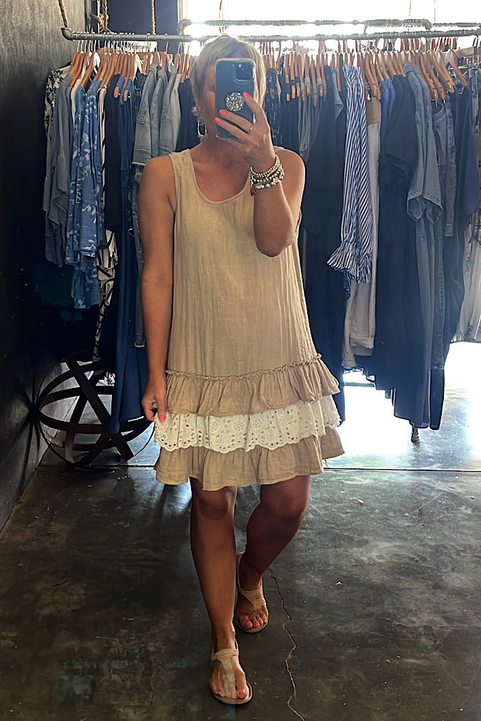 EMMA LINEN & LACE DRESS