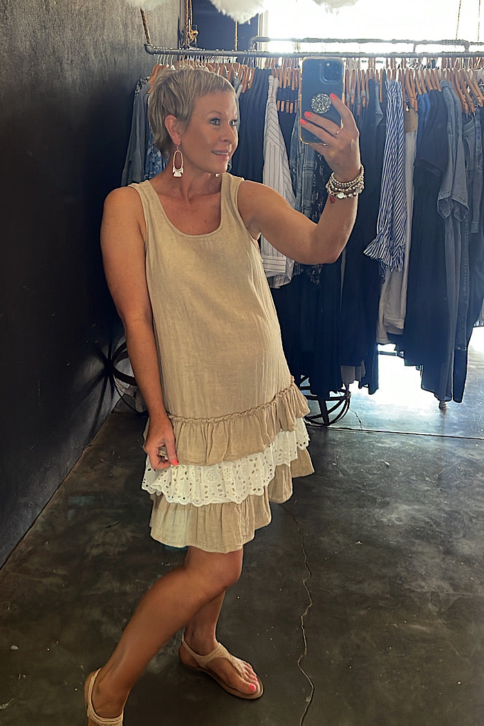 EMMA LINEN & LACE DRESS