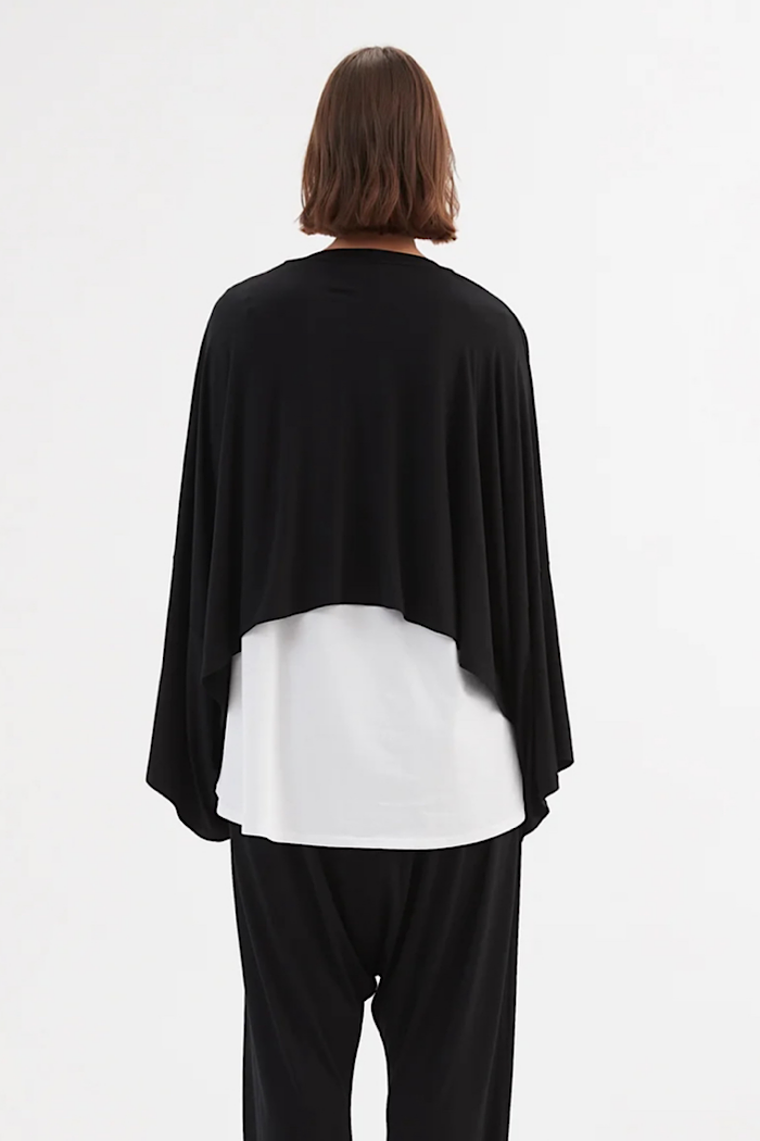 TIRELLI JERSEY OVERSIZED LAYER TOP - BLACK