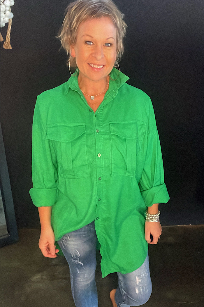 SUPERSIZED SHIRT - APPLE GREEN