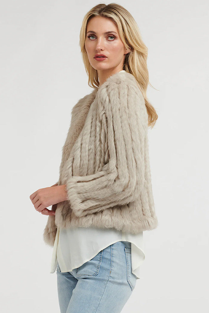 SASHA FUR JACKET - STONE