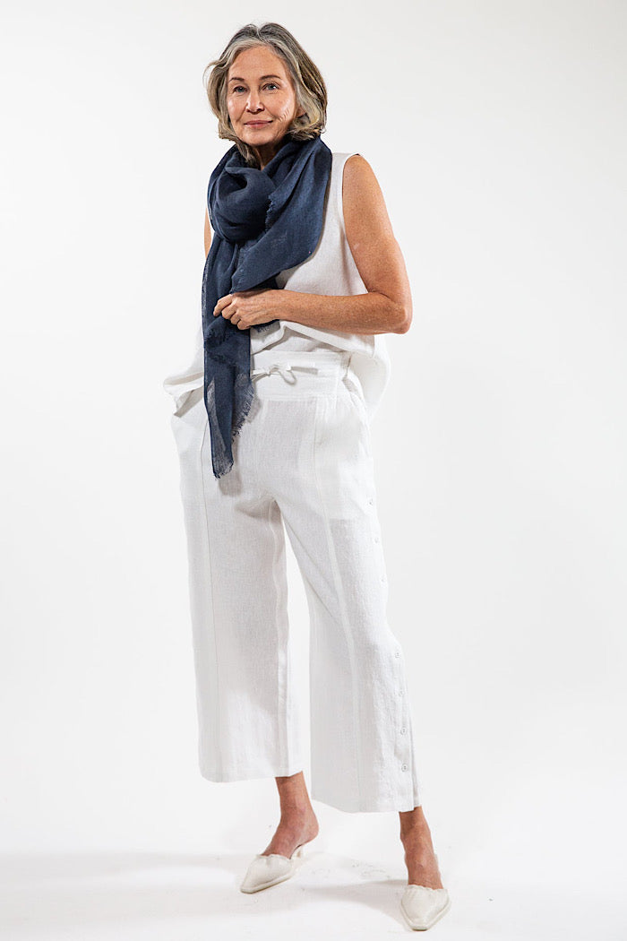 LINEN GAUZE SCARF - NAVY