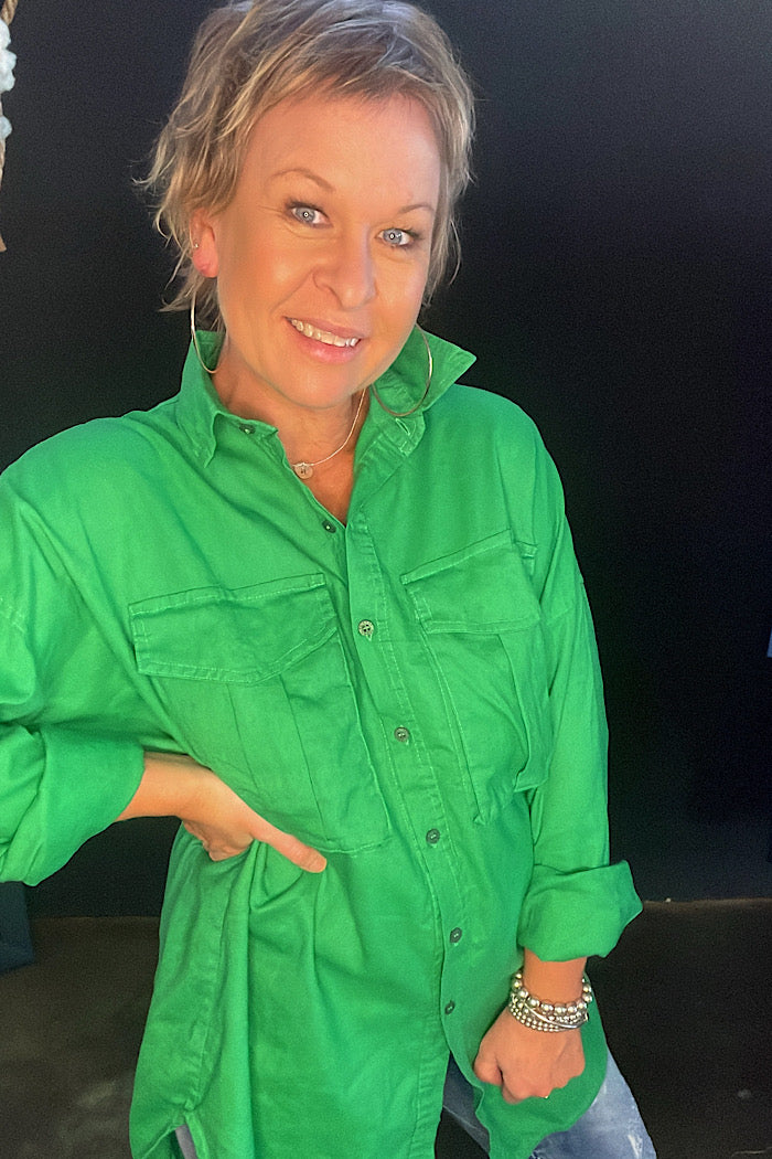 SUPERSIZED SHIRT - APPLE GREEN