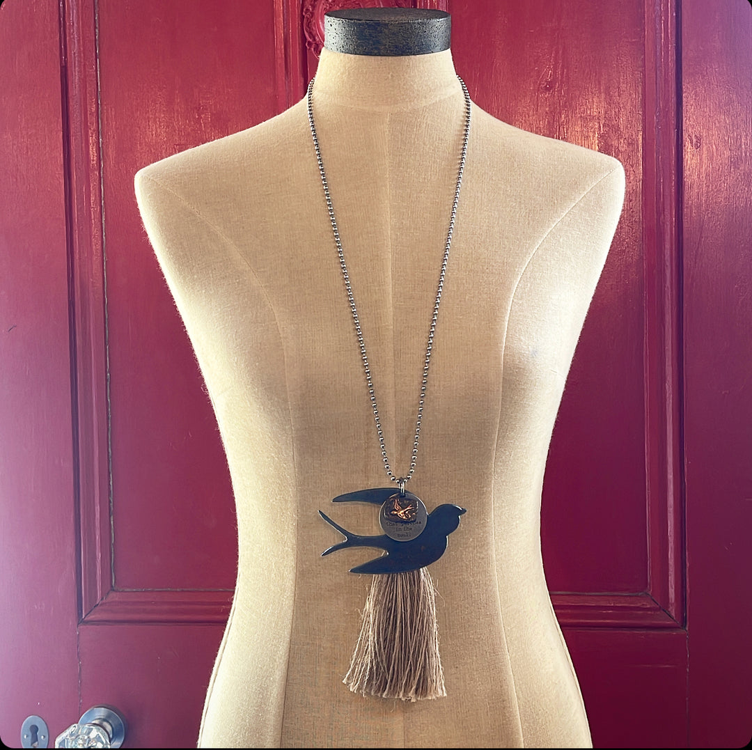 MICKELLOO TASSEL & CHARM NECKLACE - AS FREE AS A BIRD