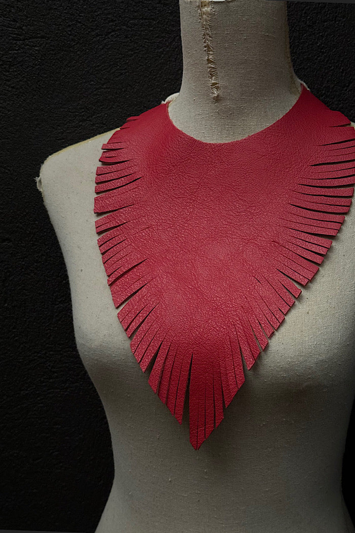 MICKELLOO “RUFFLED FEATHERS” NECKLACE - TEXTURED MATTE RED