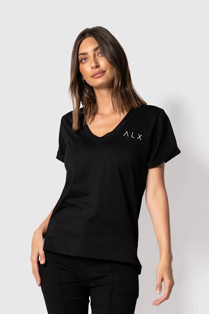 ALX T-SHIRT V NECK - BLACK - FINAL CLEARANCE