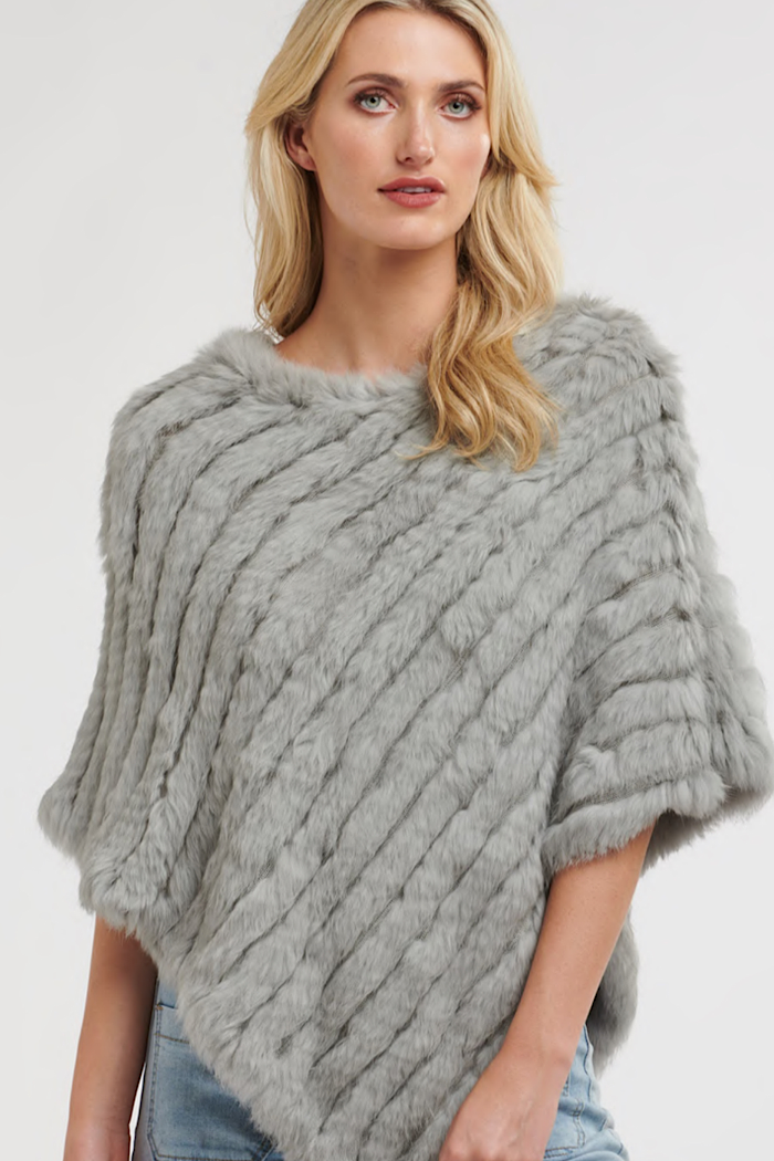 PIPER FUR PONCHO - SILVER – Mickelloo