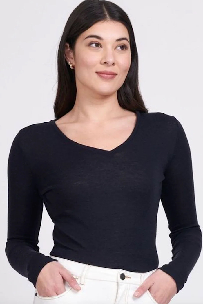 FINE MERINO V-NECK - TRUE NAVY