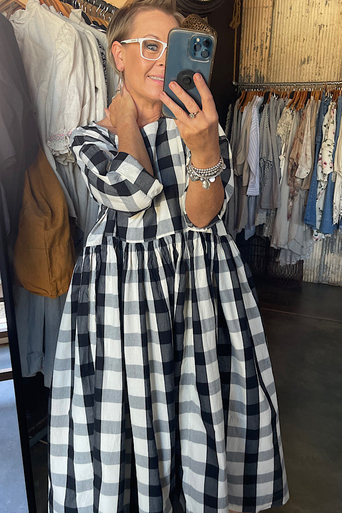 BILLY DRESS - MONOCHROME CHECK