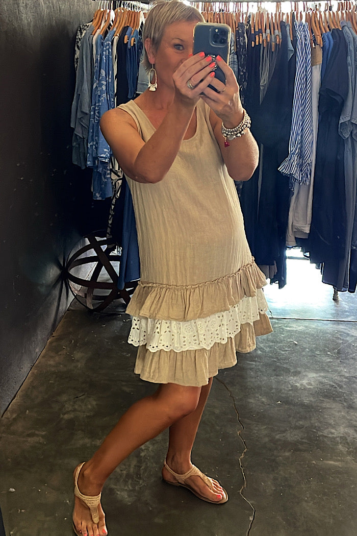 EMMA LINEN & LACE DRESS