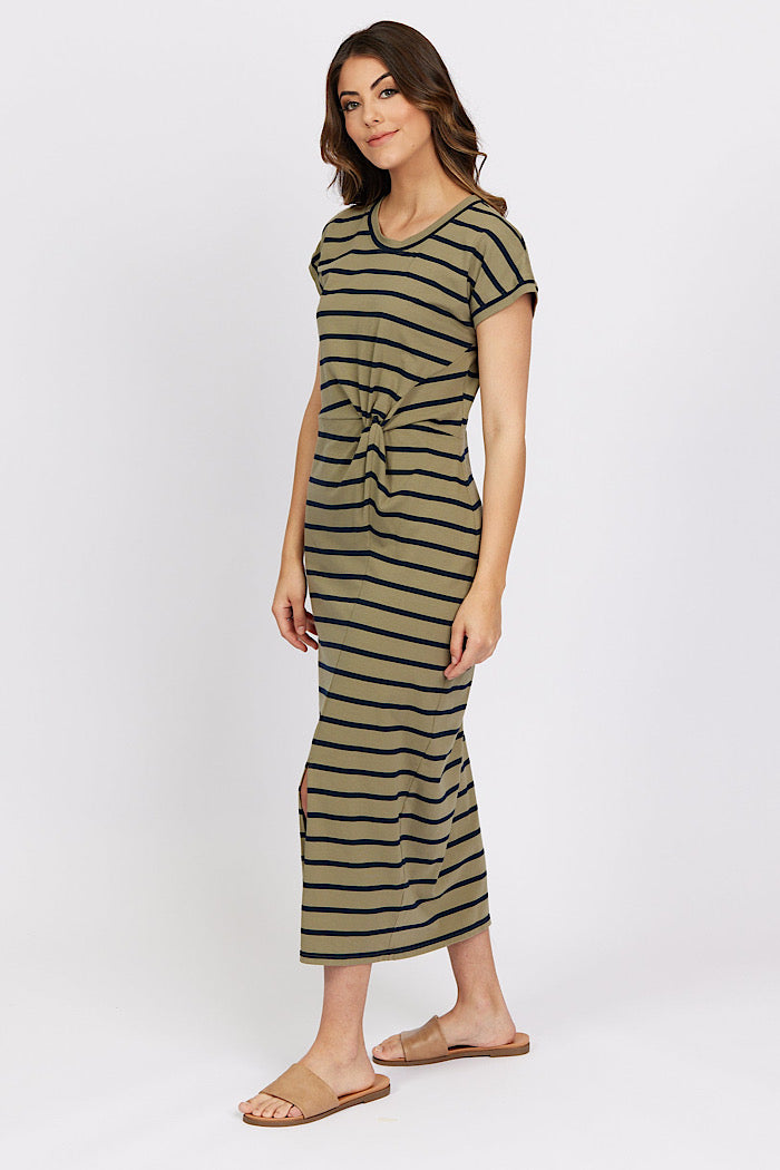 PARKER DRESS - KHAKI STRIPE