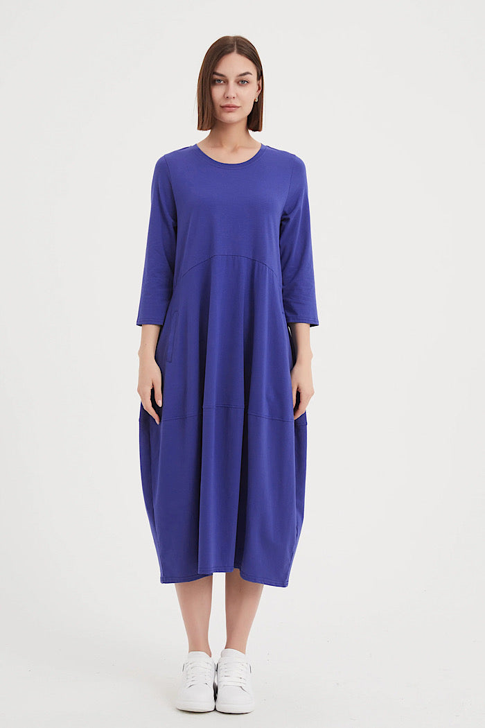 OVOID JERSEY DRESS - ELECTRIC BLUE