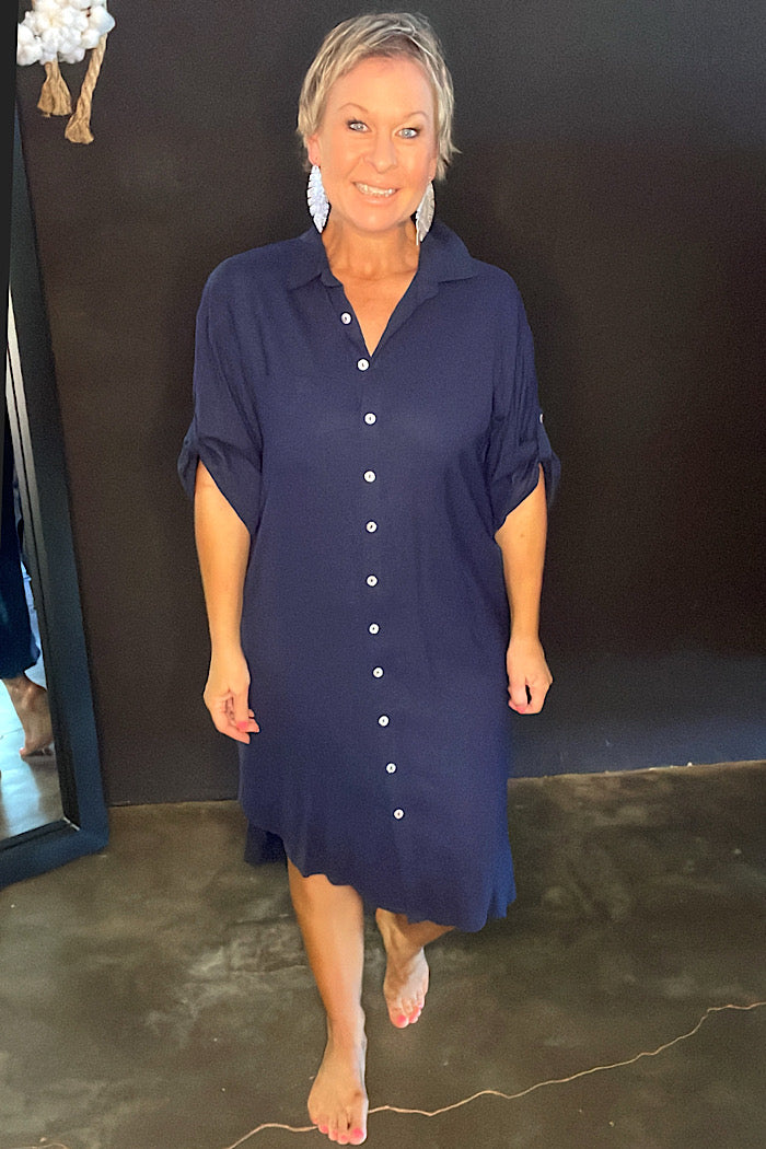 VERVE SHIRT DRESS - SAPPHIRE