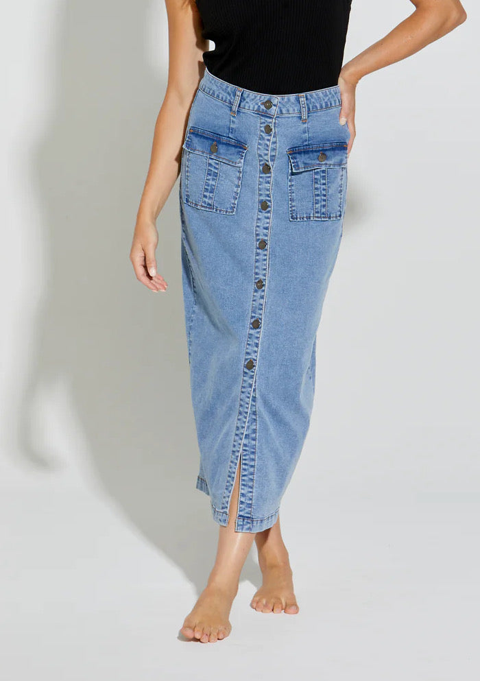 NEW LONDON JEANS GINSBERG SKIRT - LIGHT WASH