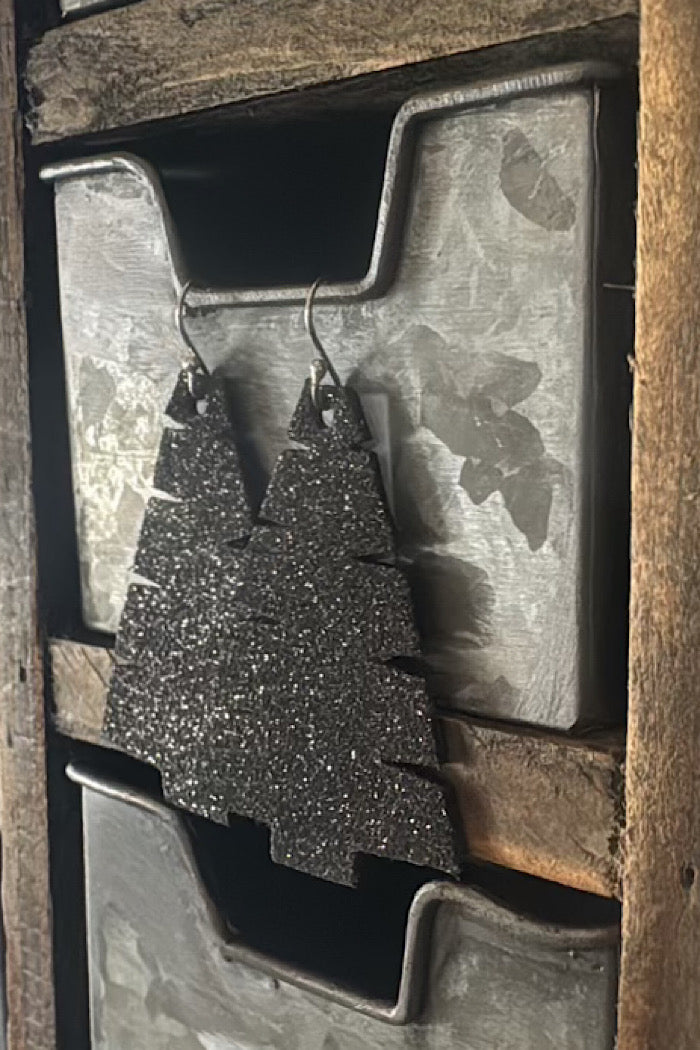 MICKELLOO LEATHER CHRISTMAS TREE EARRINGS