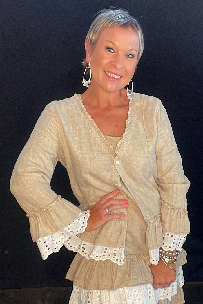 BRONTE LINEN & LACE JACKET