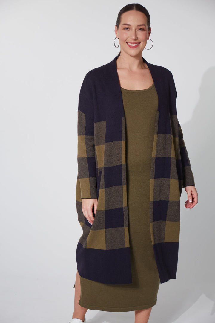 HARRIS CARDIGAN - MIDNIGHT CHECK