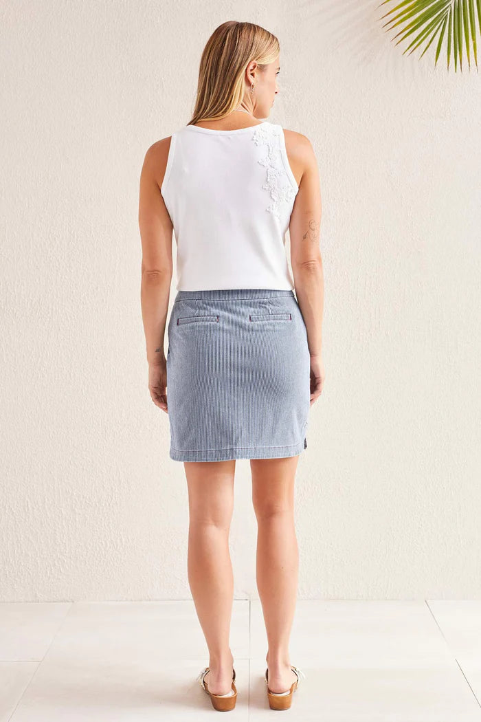 PINSTRIPE PULL-ON SKORT - JET BLUE