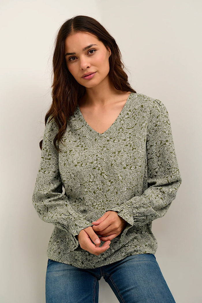 VIMMA BLOUSE - GREEN PAISLEY