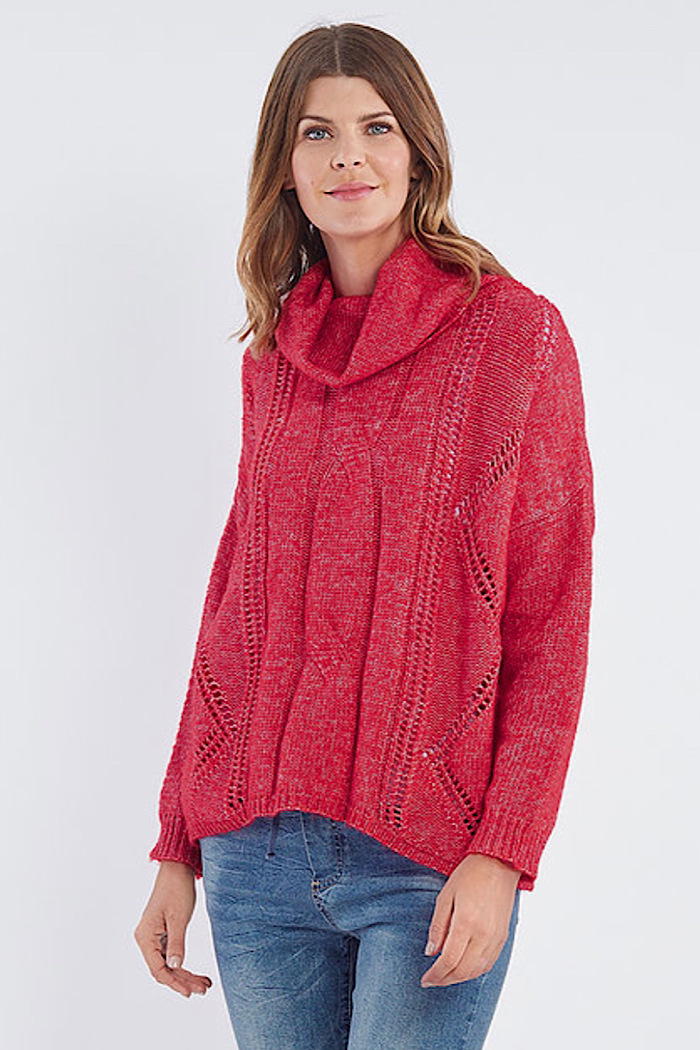 EMBRACE ME TEXTURED KNIT - RED - FINAL CLEARANCE