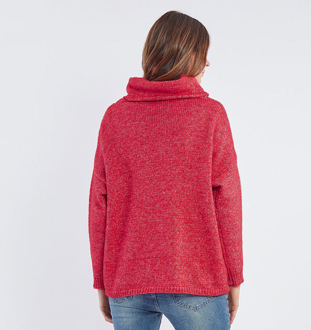 EMBRACE ME TEXTURED KNIT - RED - FINAL CLEARANCE