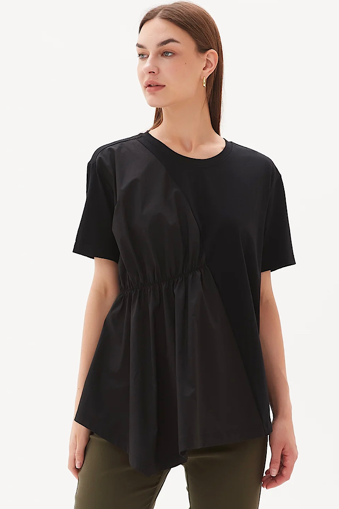 ASYMMETRICAL COMBI TEE - BLACK