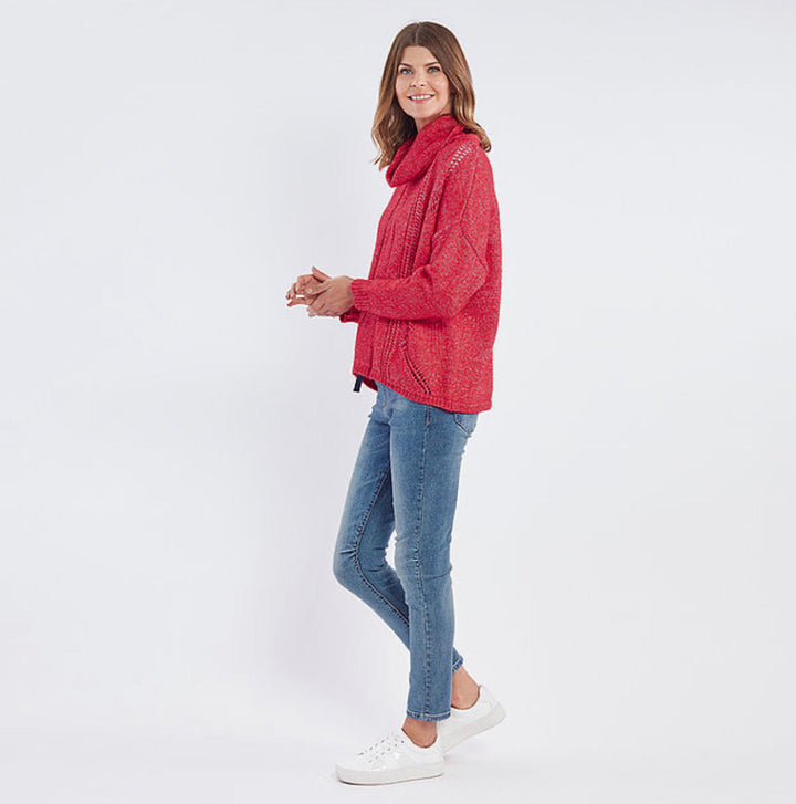 EMBRACE ME TEXTURED KNIT - RED - FINAL CLEARANCE