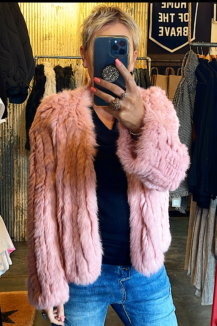 SASHA FUR JACKET - CAMELIA