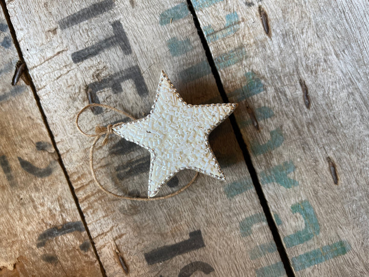 BEADED WOODEN STARS