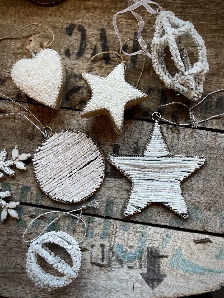 BEADED WOODEN STARS