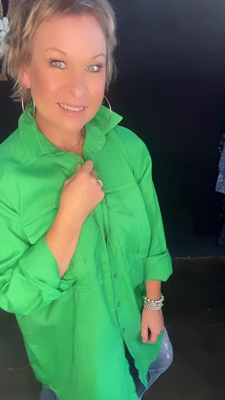 SUPERSIZED SHIRT - APPLE GREEN