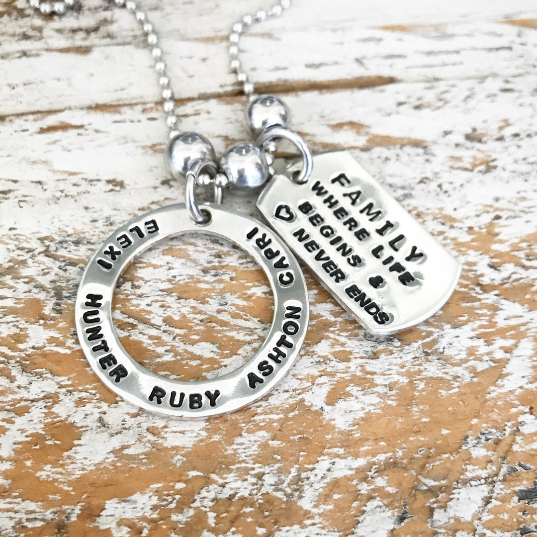 HAND STAMPED SILVER RING PENDANT