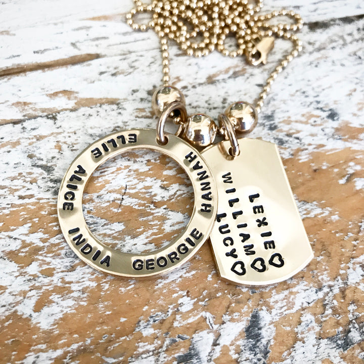 HAND STAMPED GOLD MILITARY PENDANT