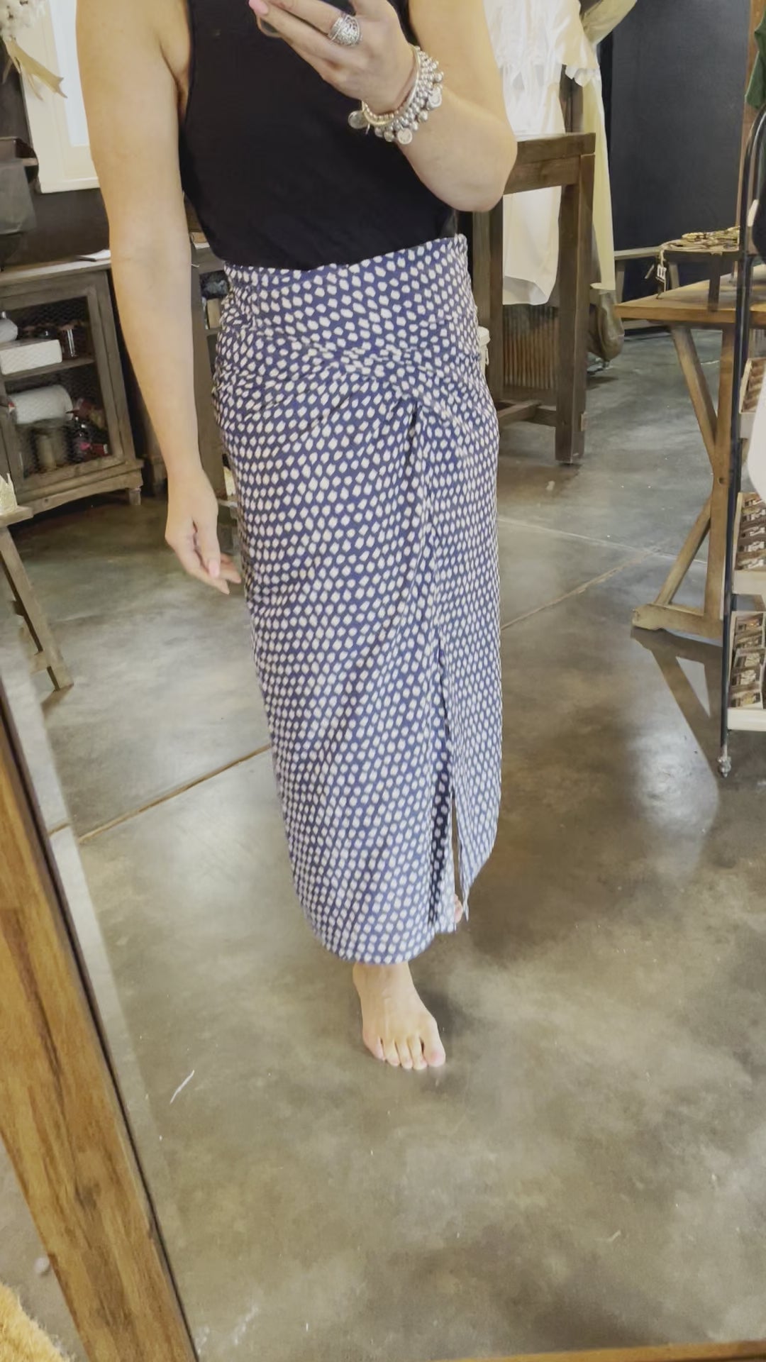 JAPANESE WRAP SKIRT - BLUE/WHITE