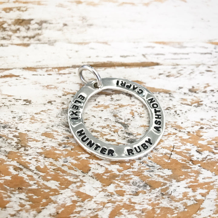 HAND STAMPED SILVER RING PENDANT