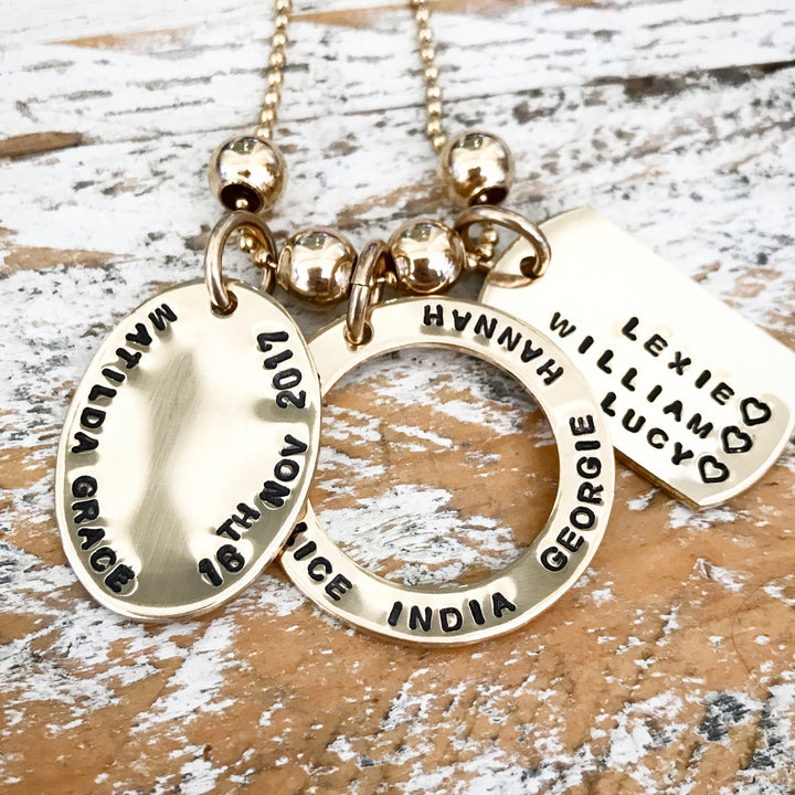 HAND STAMPED GOLD MILITARY PENDANT