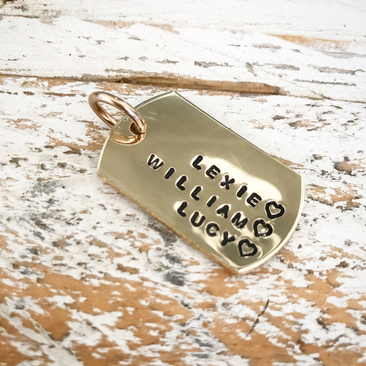 HAND STAMPED GOLD MILITARY PENDANT