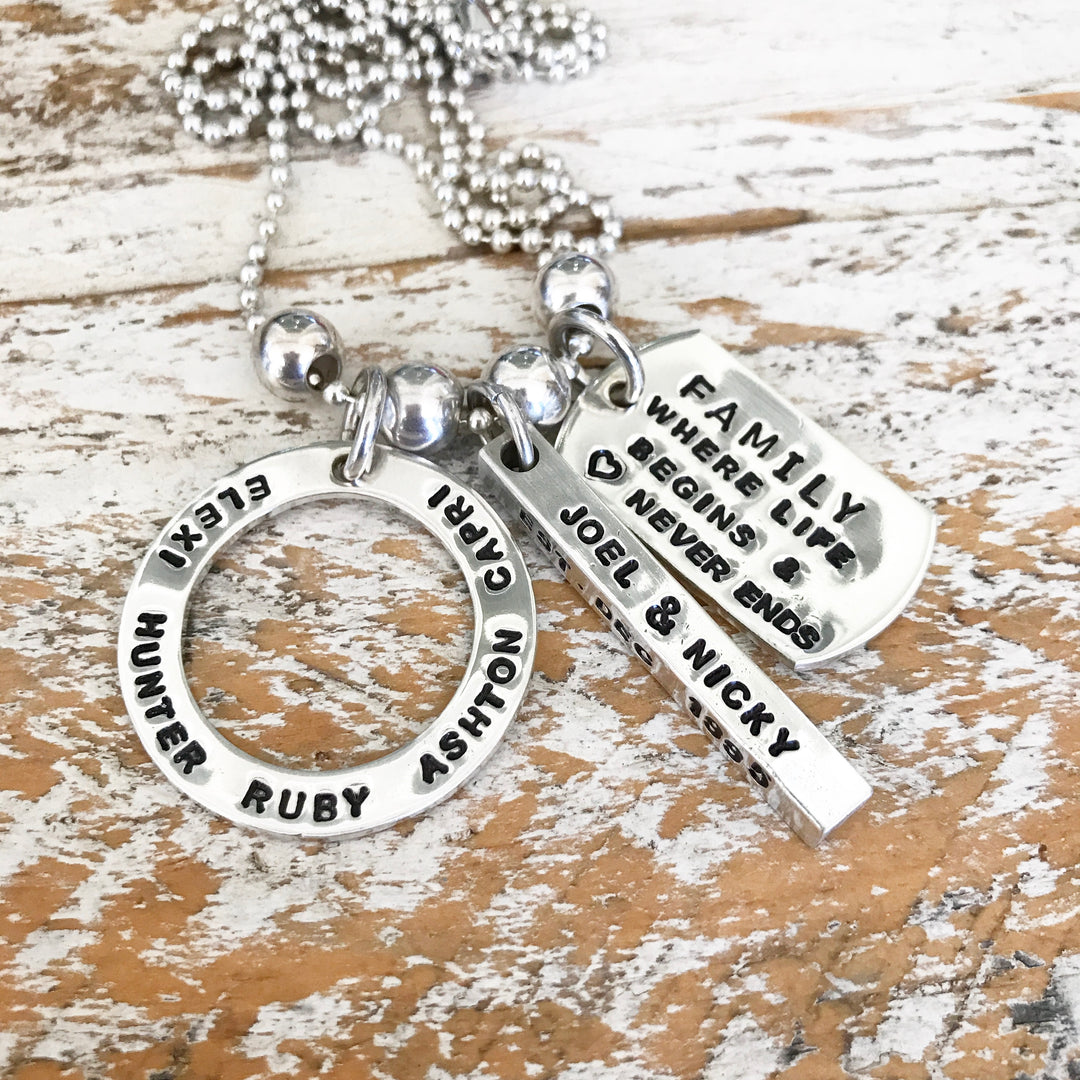 HAND STAMPED SILVER RING PENDANT