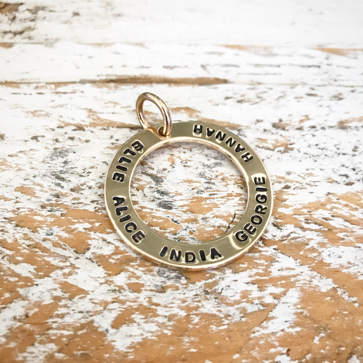 HAND STAMPED GOLD RING PENDANT